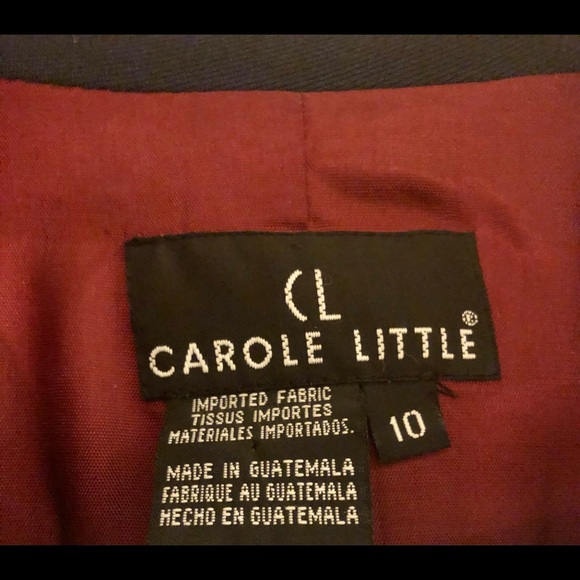 Carole Little Navy Lapel Professional Blazer Jacket - Red Lining Size 10 - Picture 2 of 3